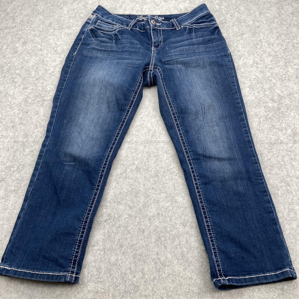 Love Indigo Premium Jeans Womens 4 (27x22) Blue Mid Rise Straight Lace Sequin